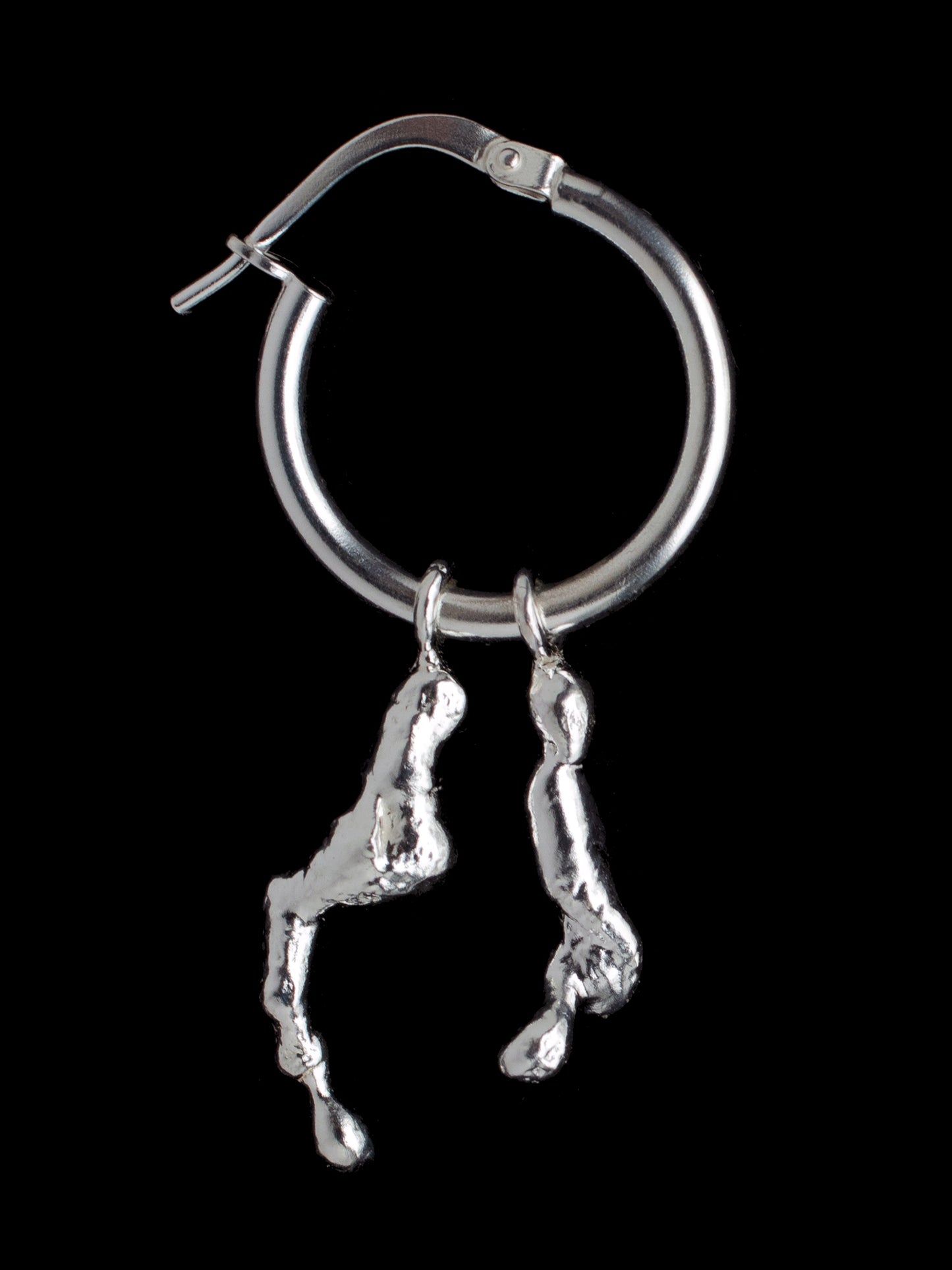 molten metal droppy dangle hoop earrings