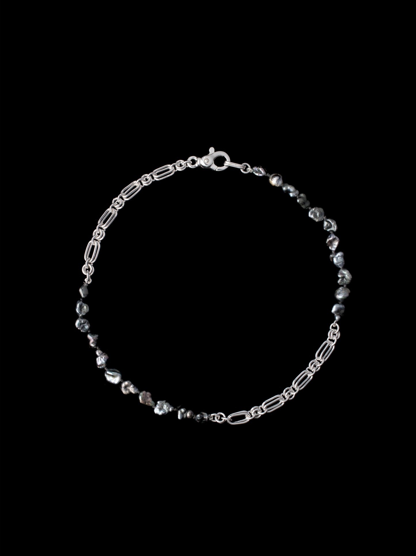 Handmade silver chain necklace with pearls