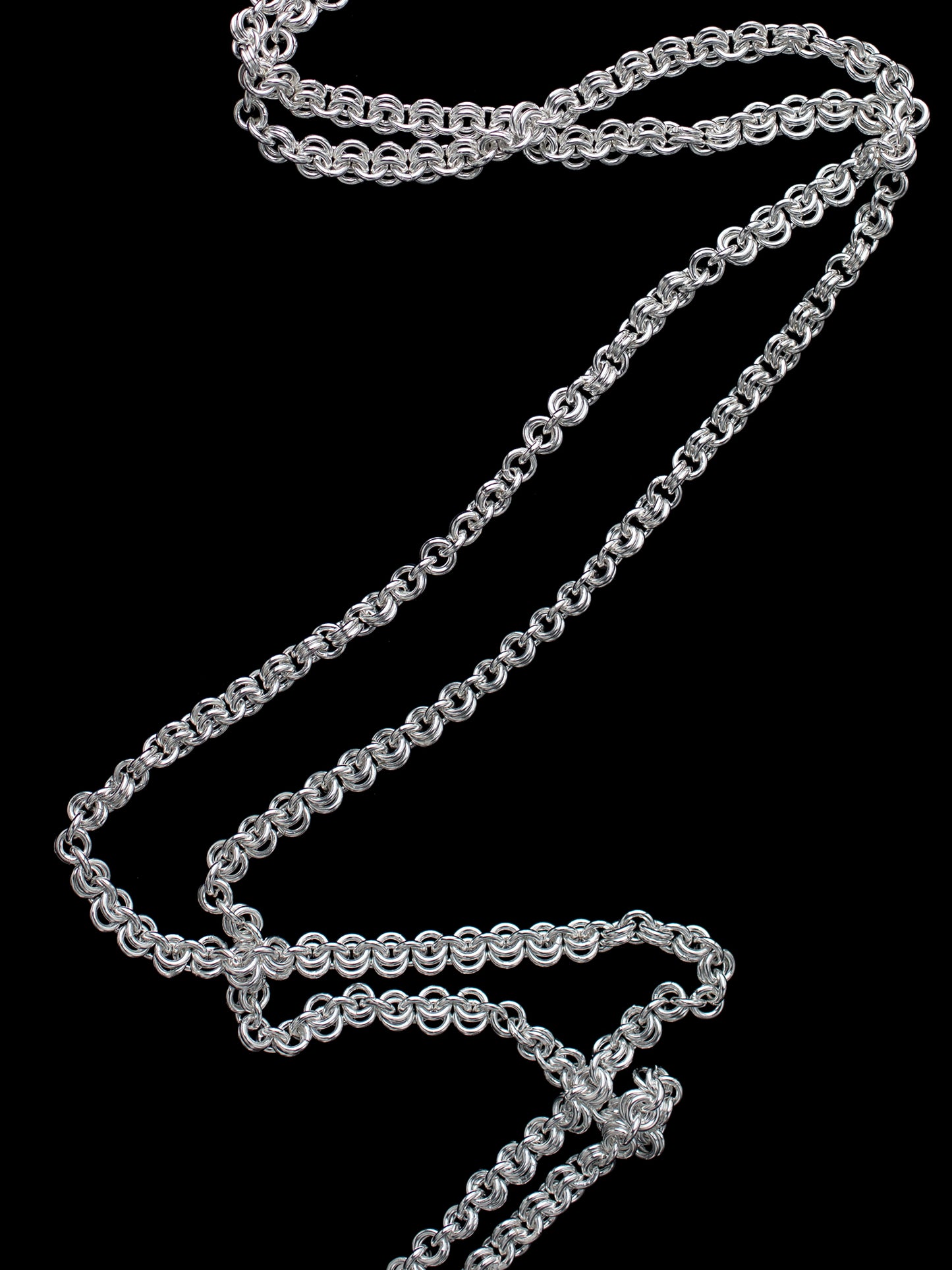 sixty inch handmade silver chain