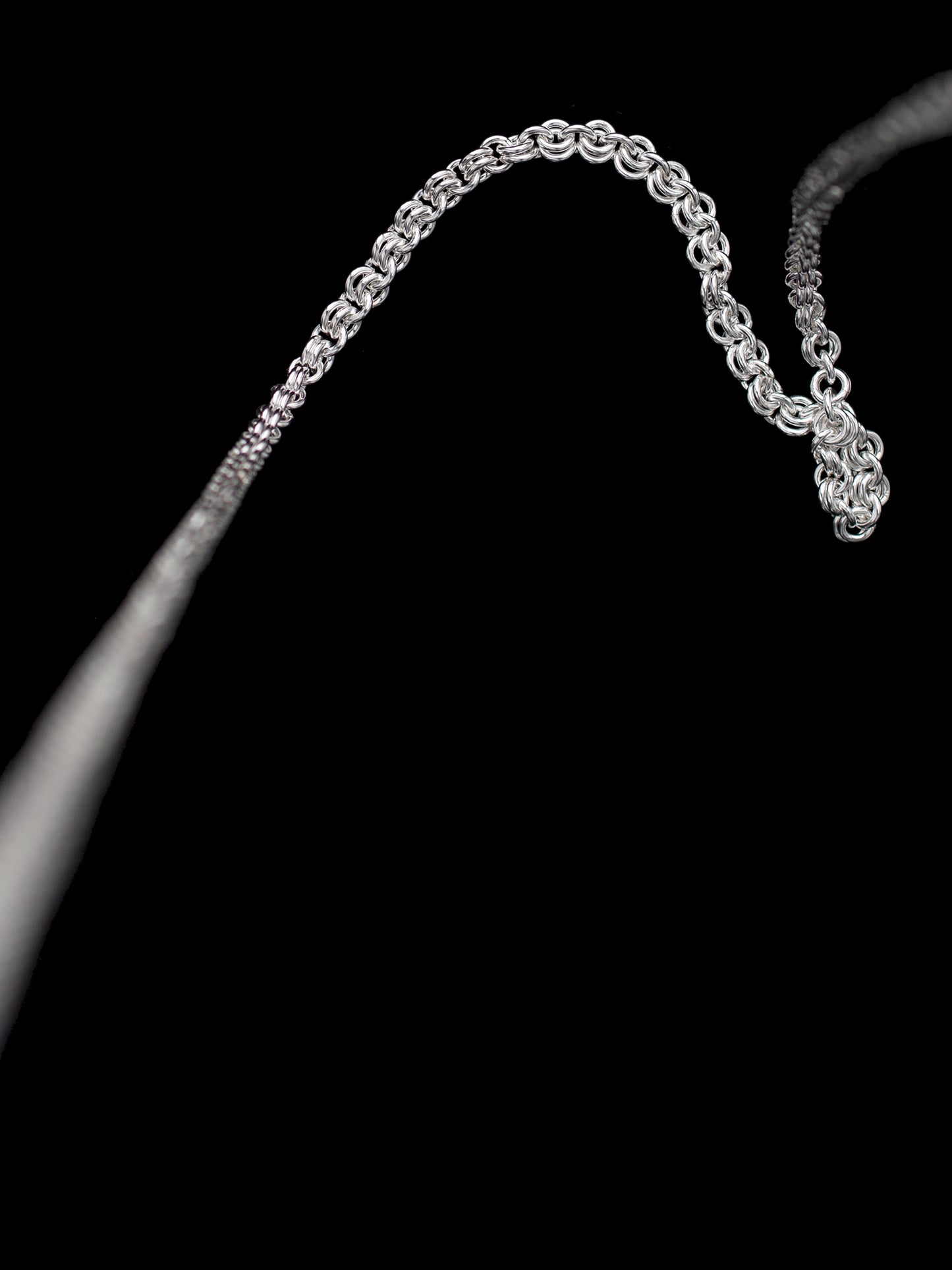 sixty inch handmade silver chain