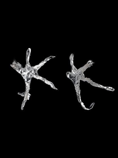 Organic star shaped ear cuffs handmade in silver