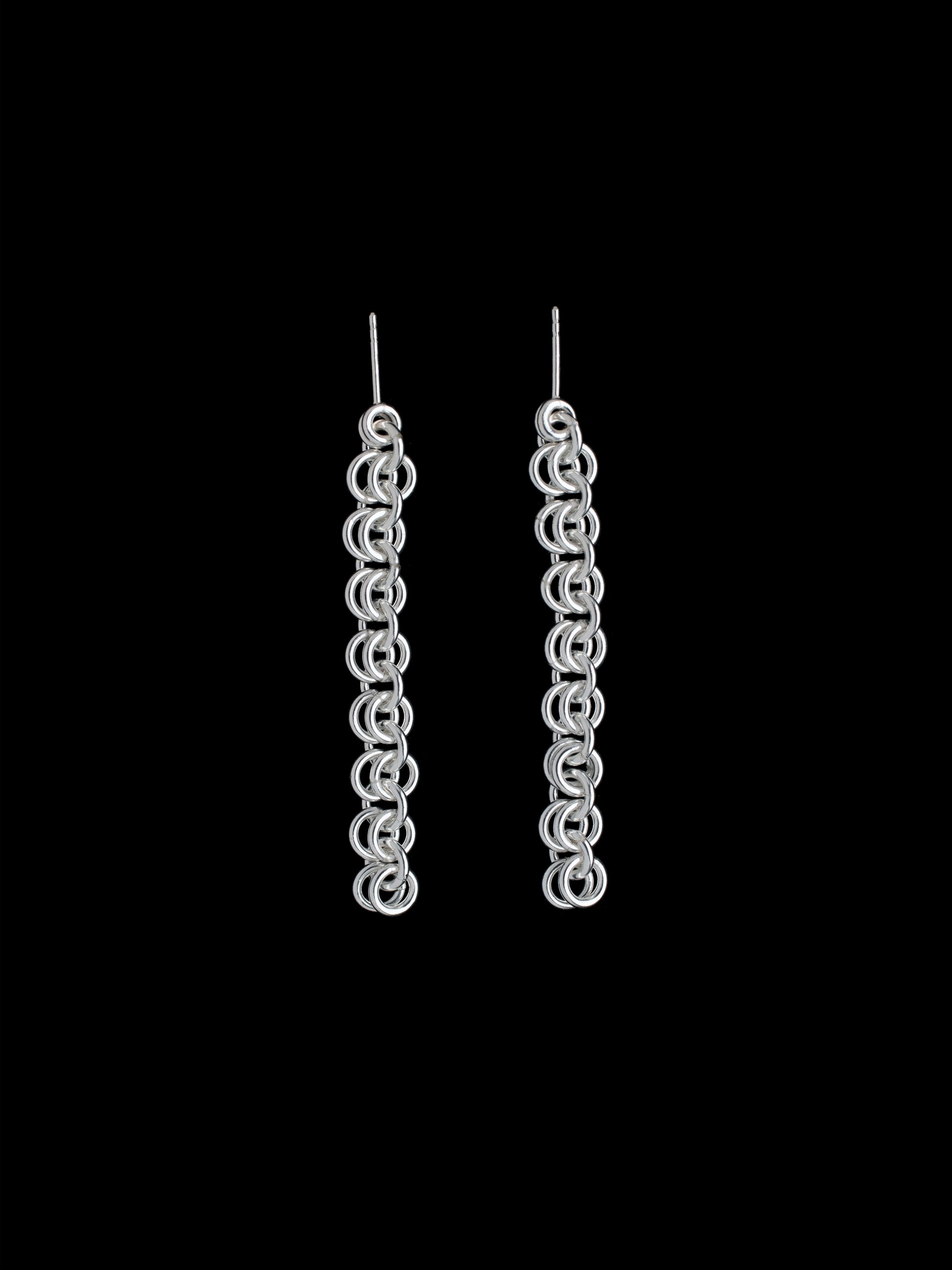 Chain drop earrings handmade in recycled silver