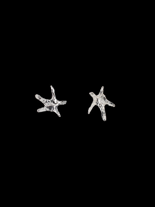 ORGANIC STAR SHAPED STUD EARRINGS IN RECYCLED SILVER