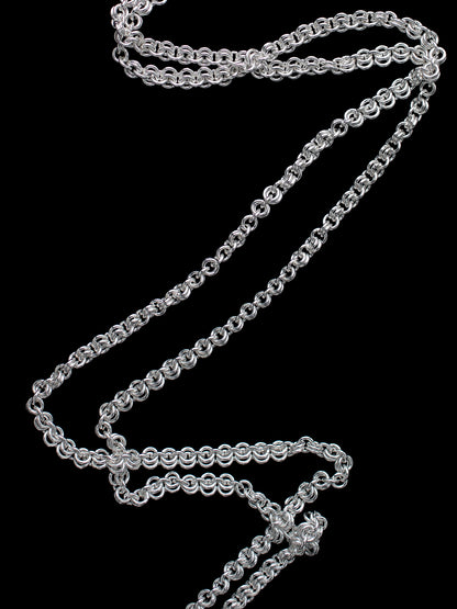 sixty inch handmade silver chain 
